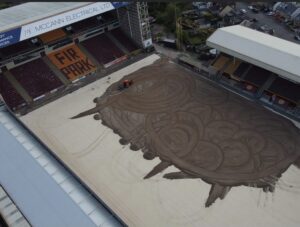 Aerial view of the foundation and sub base