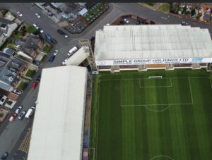 Aerial view of Fir Park and the new pitch